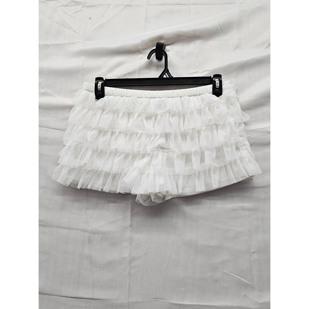 Wild Fable Womens Ruffle Tulle Shorts White Nylon Blend Casual Size Medium